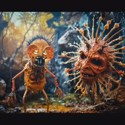 a group of weird looking creature with big eyes