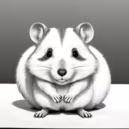 a hamster with its front paws crossed sitting on a desk