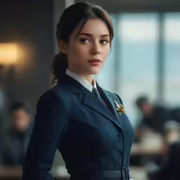 this is an image of a female pilot from american airlines