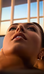 a woman with very long lashes is laying in a hot tub