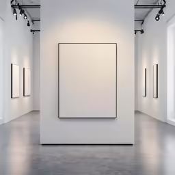 empty square white art gallery with two vertical lines