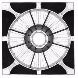 an abstract drawing of a circular window