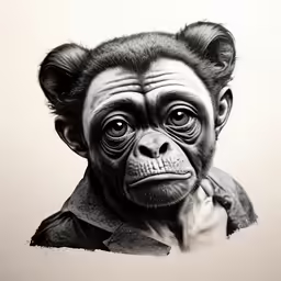 a monkey like man stares into the camera
