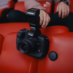 the camera is next to the remote control
