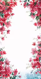 a white background with some pink flowers on it