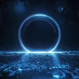 a blue light is in the dark with small circles
