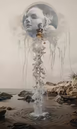 this is an image of a woman with her face in the sky