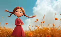 the animated image of a woman in a red dress stands alone