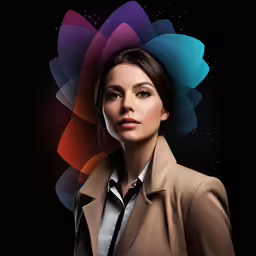 an abstract image of a woman wearing a jacket