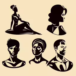 black and white images of women with hair in various styles,the various profiles of people are displayed