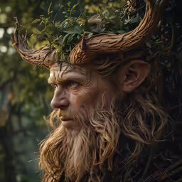 an elf with long hair wearing an antlers headpiece
