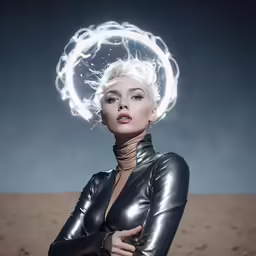 a beautiful woman with her hair blowing in the wind