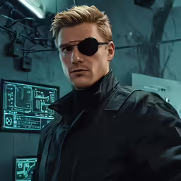 the avengers man standing in the hangar wearing sunglasses