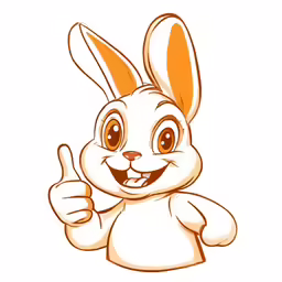 a cartoon rabbit giving a thumbs up sign