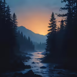 a river running through the middle of a forest
