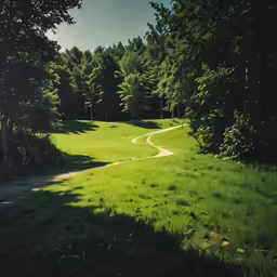 the path to the woods is in the green