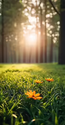 two daisies in the grass on a sunny day