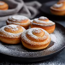 some bread rolls are sitting on a plate
