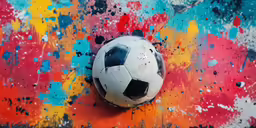 a soccer ball is sitting on the ground