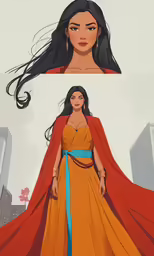 a drawing of snow white and her cloak