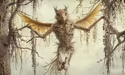 an animal in the middle of a barren area