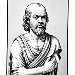 a drawing of a man wearing a robe with his arms crossed
