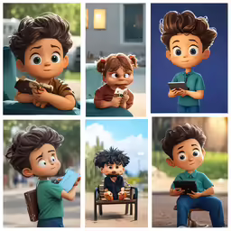 a picture with five different poses of people
