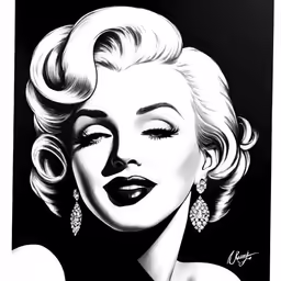 a drawing of a woman with big, curly hair