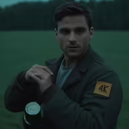 a man in the field poses with his hand around his drink bottle
