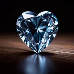 a heart shaped diamond on top of a wooden table
