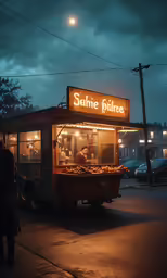 the people are standing outside at the food truck