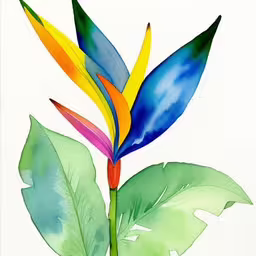 this is an image of watercolor painting of a colorful flower,a painting of a flower with colorful leaves