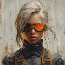 this is a painting of a woman wearing sun glasses,a woman with blonde hair wearing sunglasses