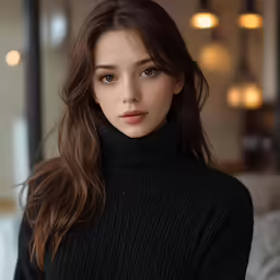 a woman in a black sweater posing for a photo
