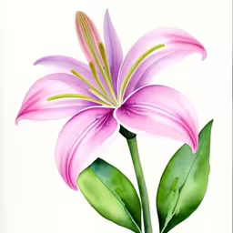 a watercolor drawing of a pink flower