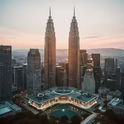 the view from a skyscraper overlook at dusk