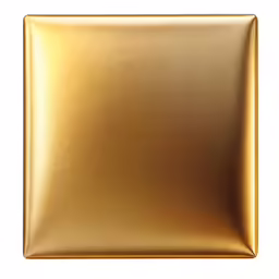 a gold square metallic tile on a white background