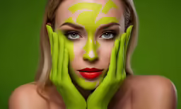 a woman with her hands on her face
