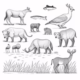 a group of animals is depicted in a graphic representation