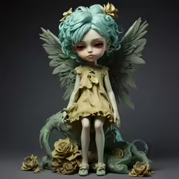 a porcelain statue of a winged girl