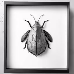 a insect mounted in a black frame