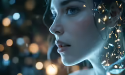 a girl with glowing wire on her head