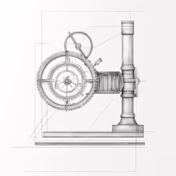 a drawing of a machine on top of a white sheet