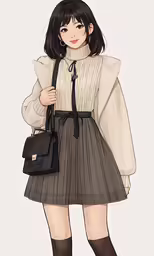 a woman with her black purse and shoes