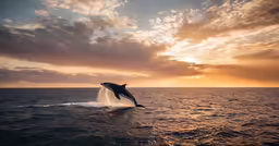 a dolphin jumping up into the air from the ocean