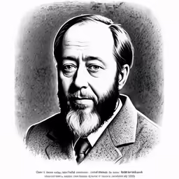a black and white portrait of a man with beard