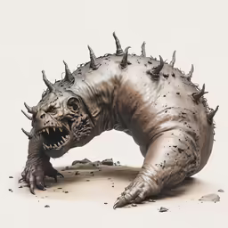 a drawing of a strange creature with many spikes