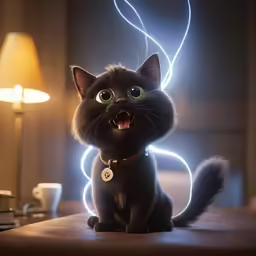 a black cat in the movie tangled with strings