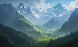 a picture of the valley with the mountains in the background