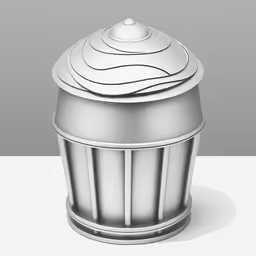 the top of a trash can has an open lid
